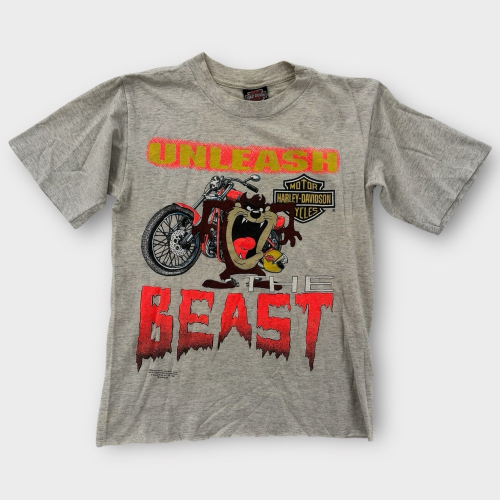 Vintage Harley Davidson Shirt Womens Medium Unleash The Beast Devil Cropped Cut